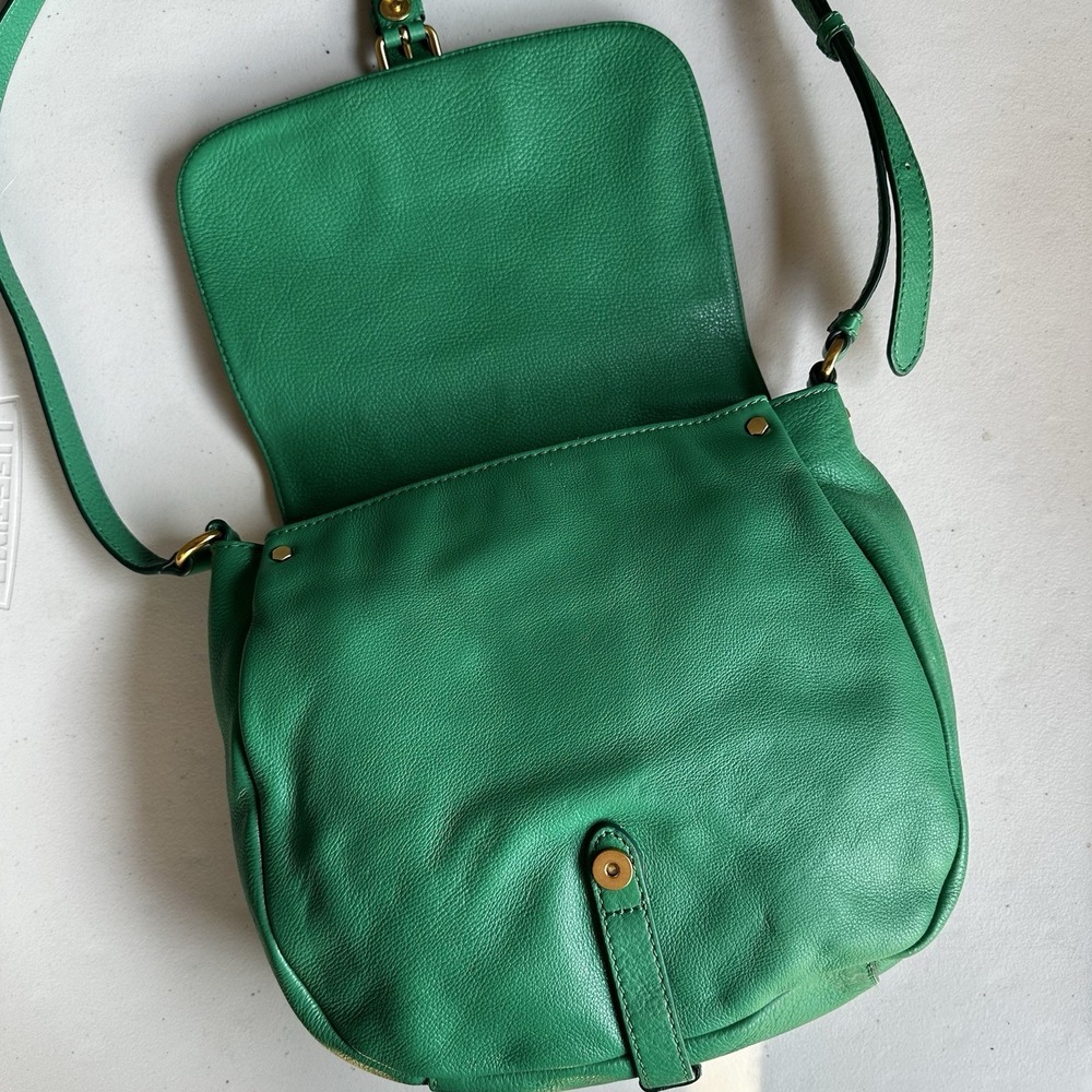 Marc by Marc Jacobs Classic Q Karlie Pebbled Leather Crossbody Bag Purse Green - Picture 7 of 9